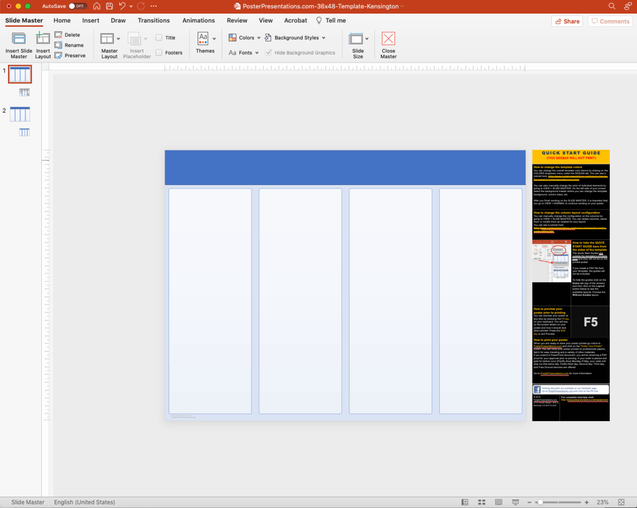 How to delete the Quick Guide bars from the sides of the templates