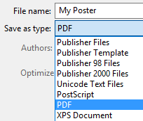 Click on Save as type and select PDF.