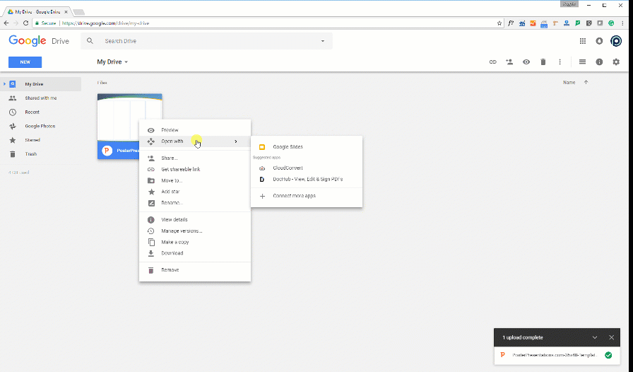 Open the file in Google Slide